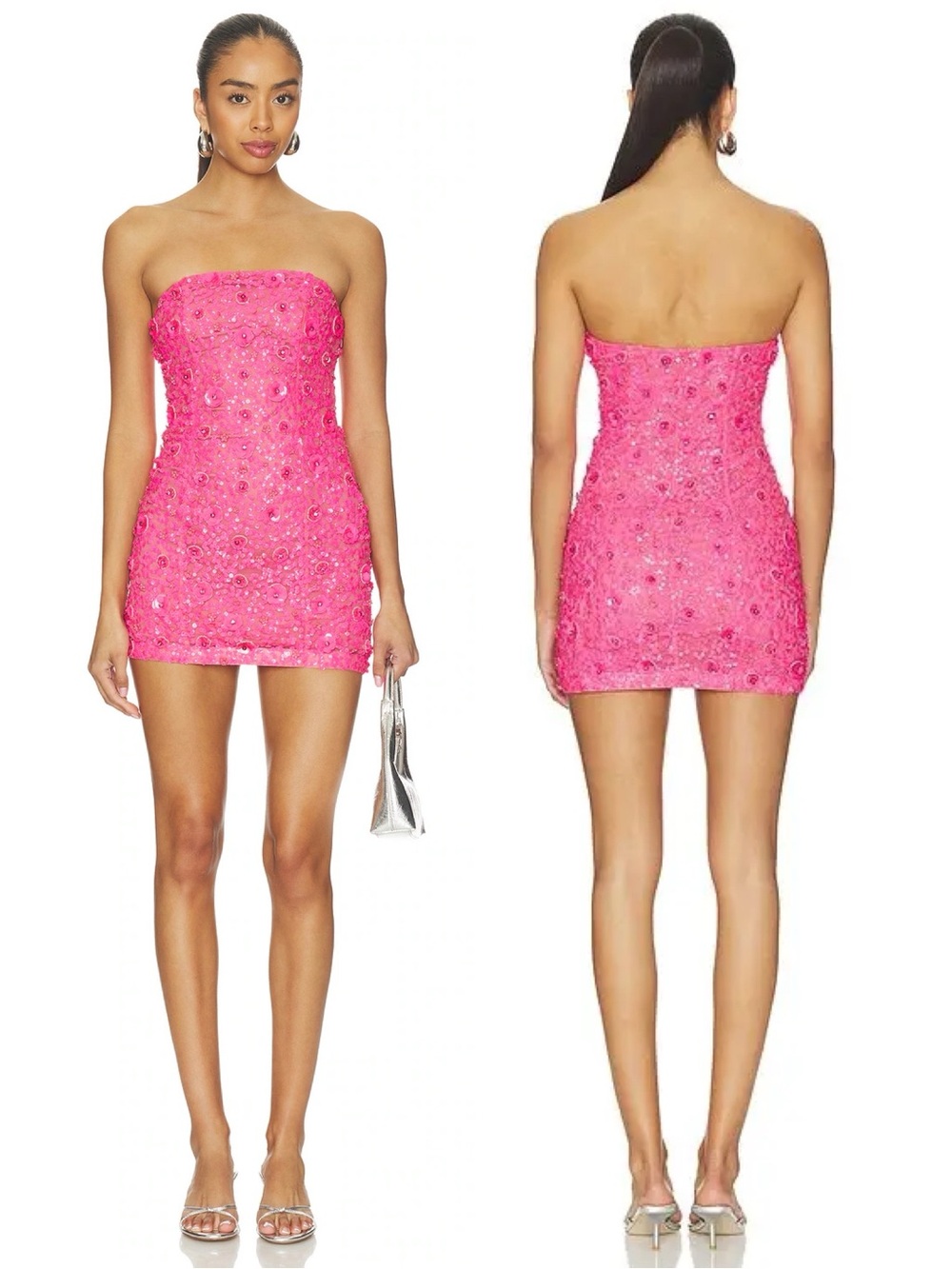 Lovers and Friends Kenna Strapless Embellished Mini Dress Pink NEW with tags